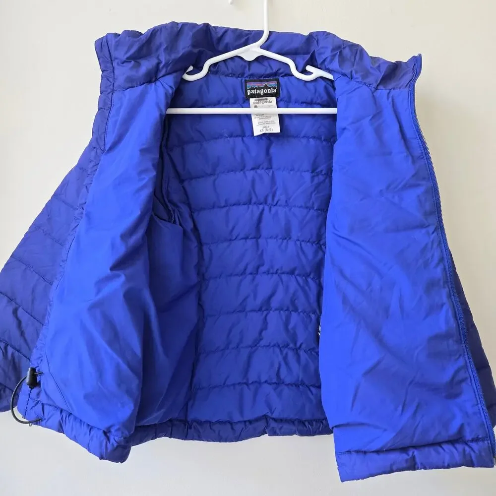 Patagonia Girls Down Puffer Jacket Royal Blue Size XS 5-6 EUC Youth Kids Winter